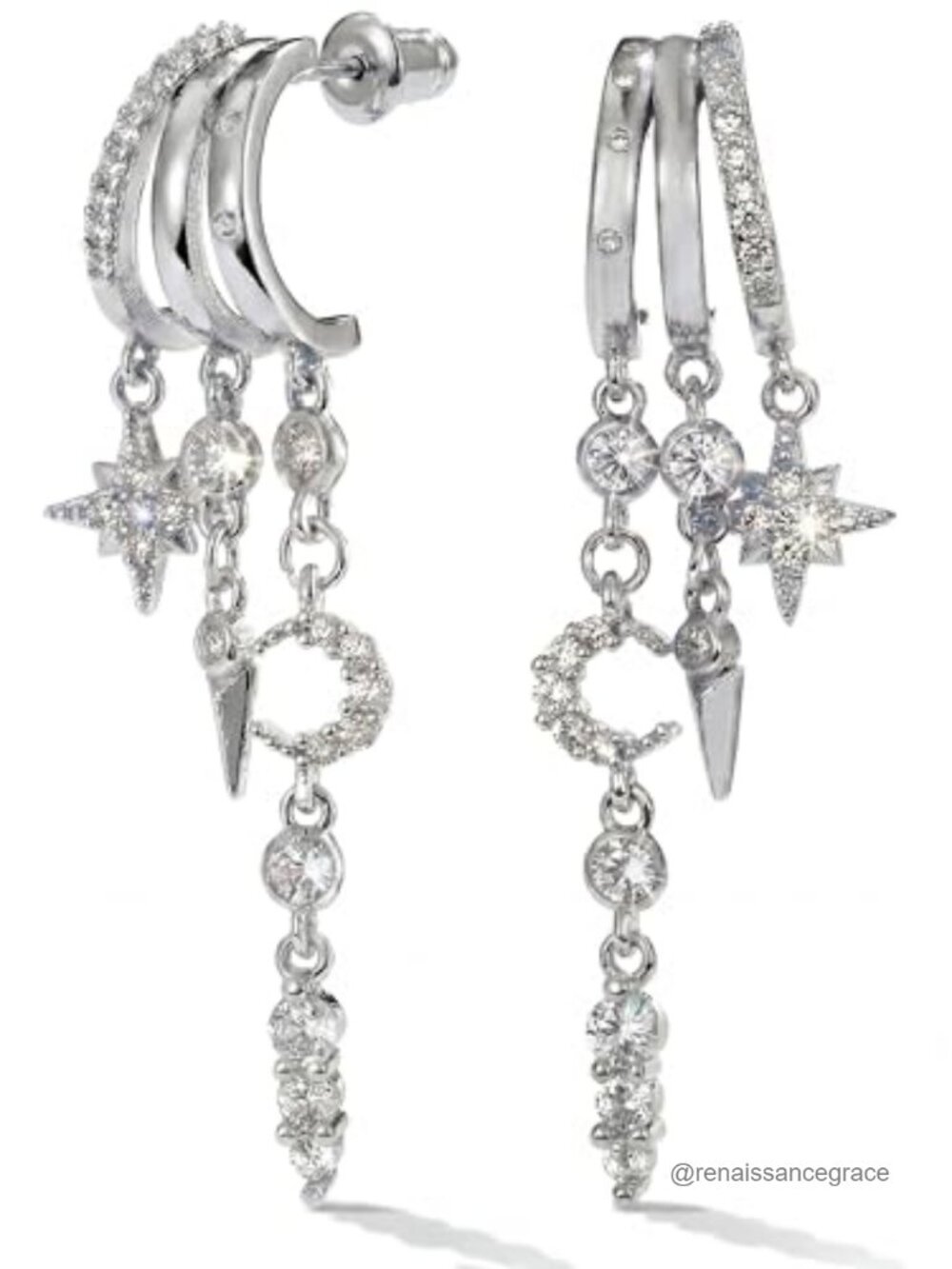 Illusion Stud Drop Dangle Earrings with Cubic Zirconia